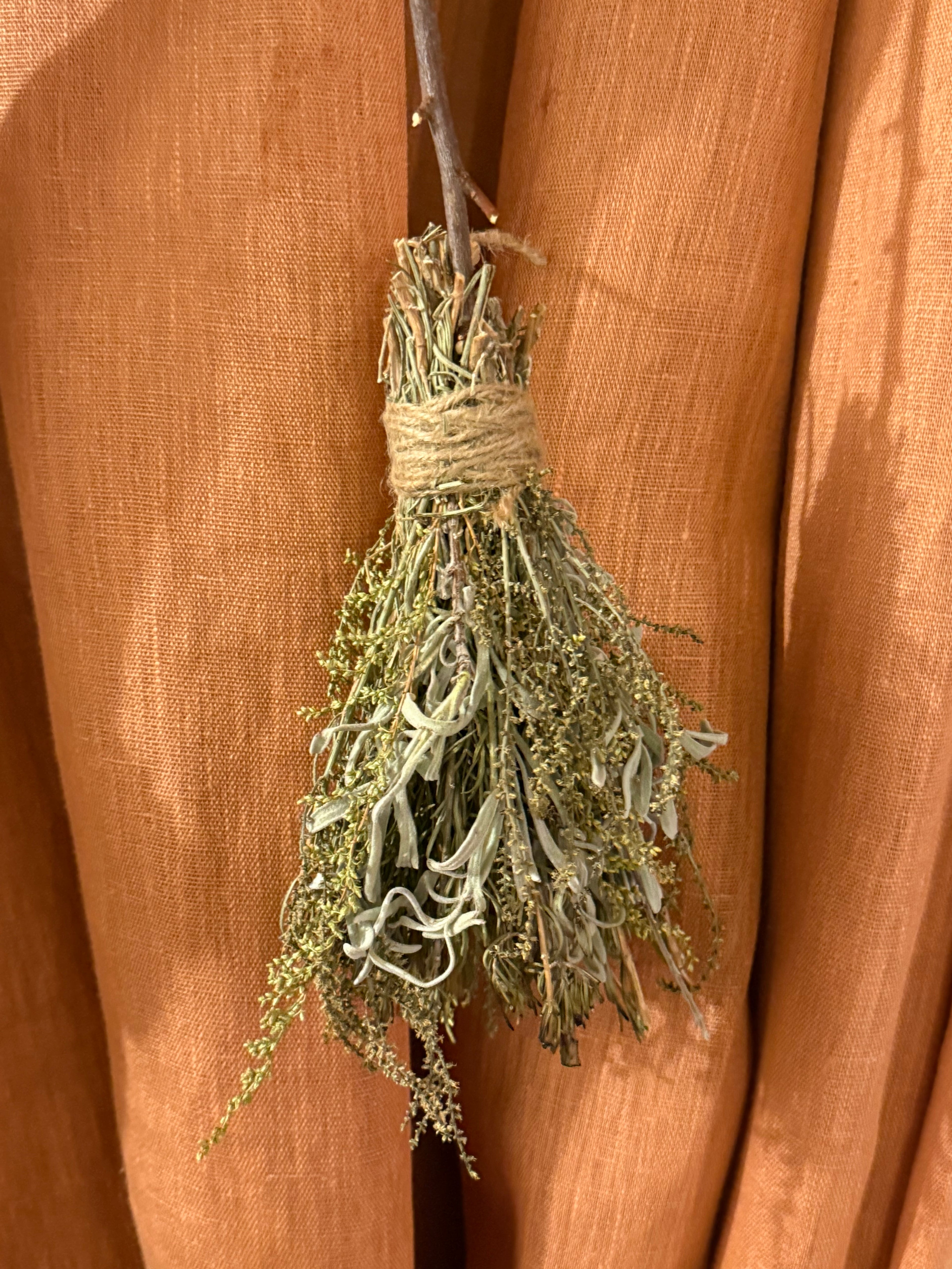 Handmade Herbal Cleansing Broom - Dried Olive, Pine, Bayleaf and Rosemary
